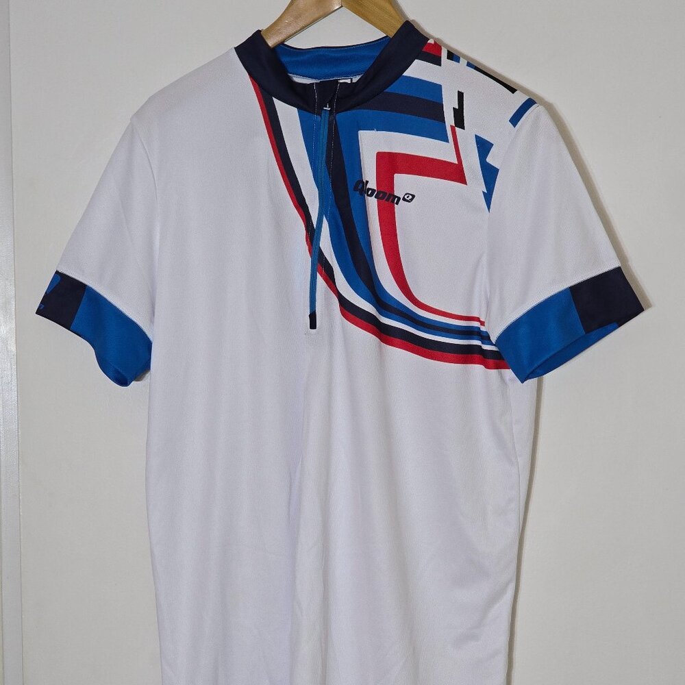 Qloom men's bicycle cycle MTN mountain bike Mavericks Jersey SS L White NWT